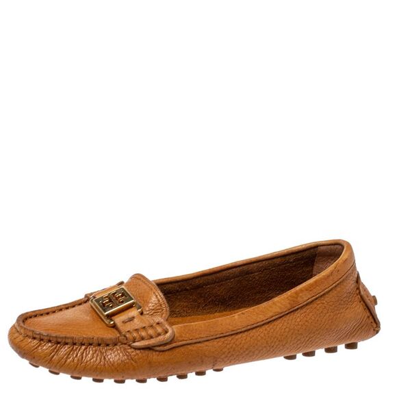Tory Burch Brown Leather Driving Loafers Size 36.5 - Picture 1 of 4
